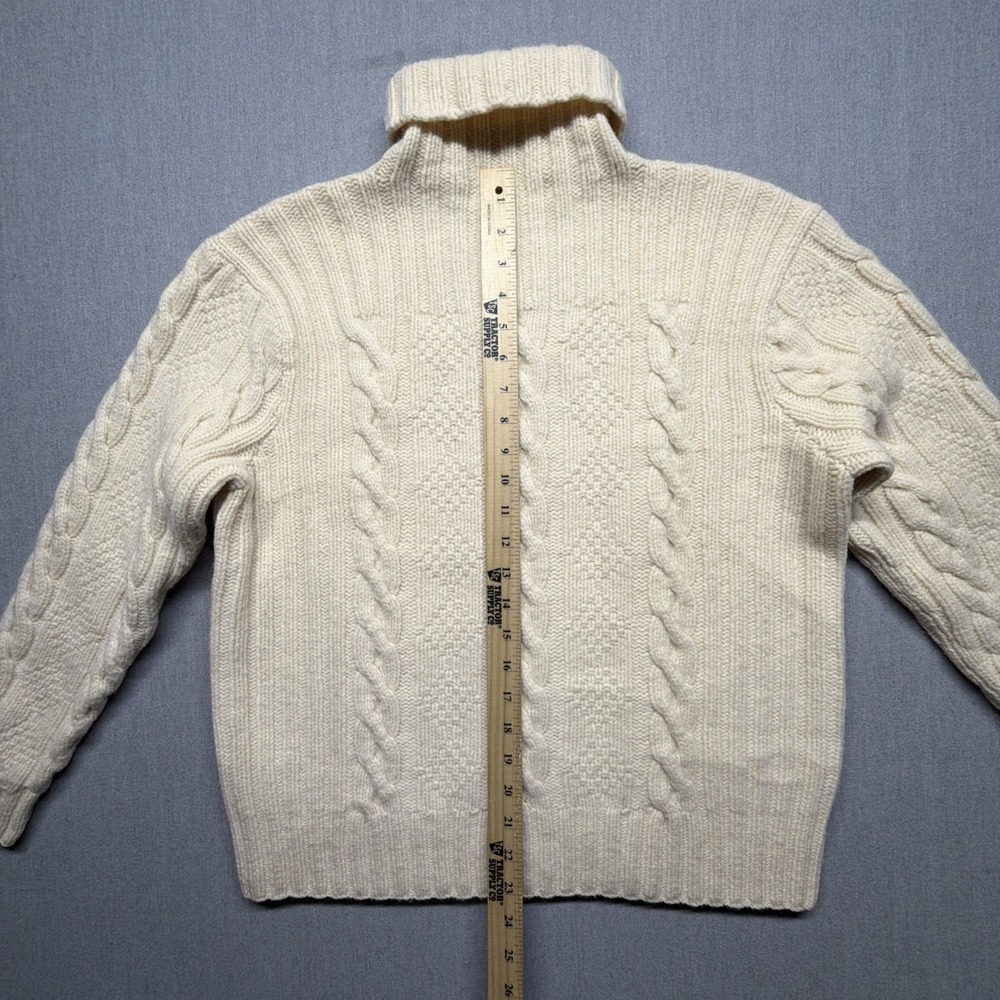 Vintage Polo Ralph Lauren Sweater Men Medium Lambswool Hand Knit Fisherman Cable - Picture 7 of 7